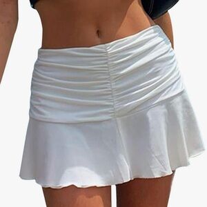 Women's‎ Y2K Style Ruched White Mini Skirt, Size S